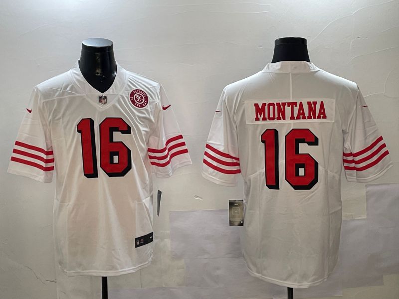 Men San Francisco 49ers 16 Montana White Throwback 2024 Nike Limited NFL Jersey style 01043